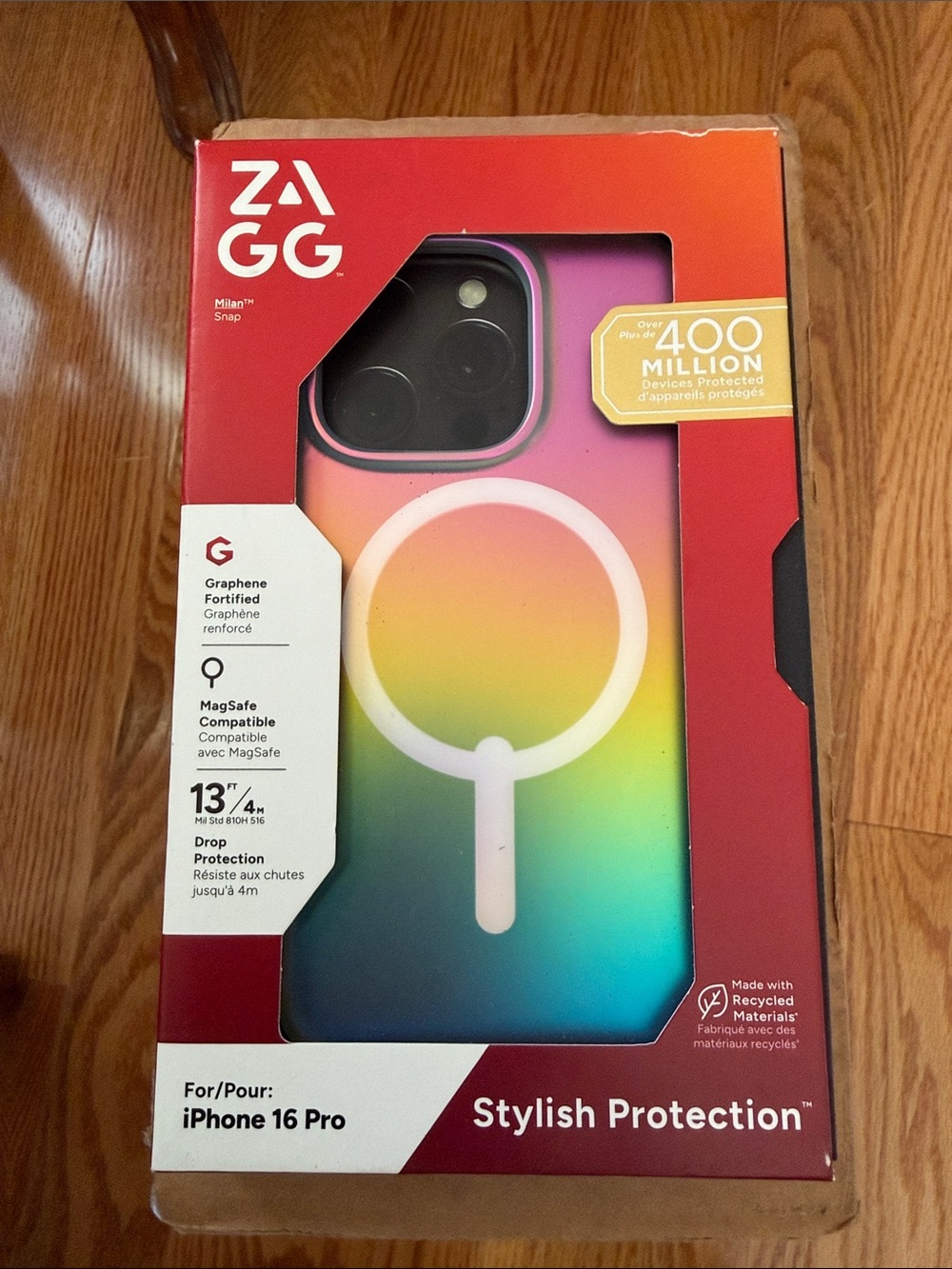 ZAGG Milan Snap MagSafe Compatible iPhone 16 Pro Case — Rainbow Gradient